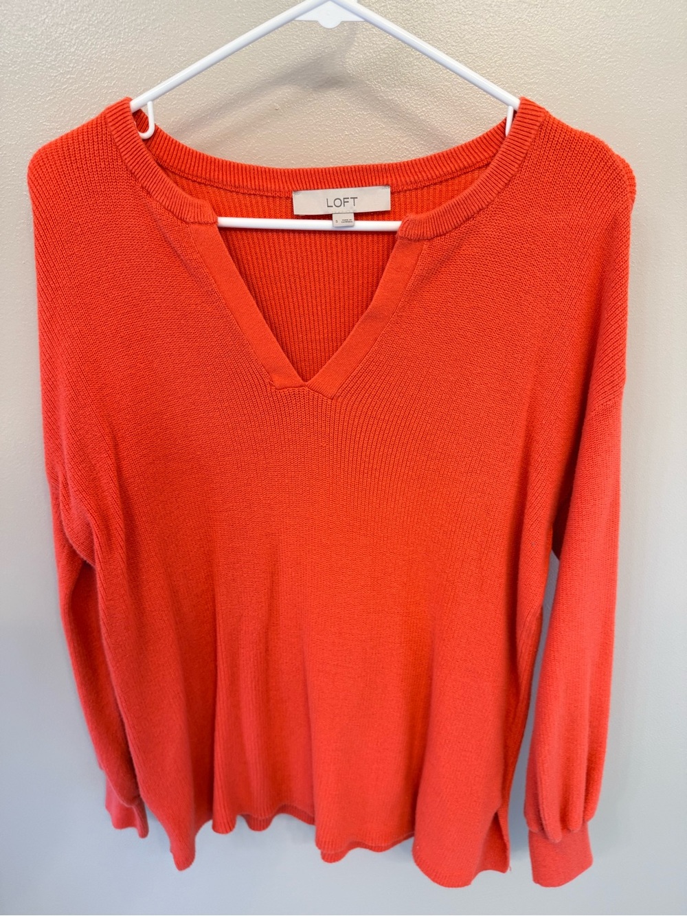 LOFT Coral-Orange V-Neck Sweater